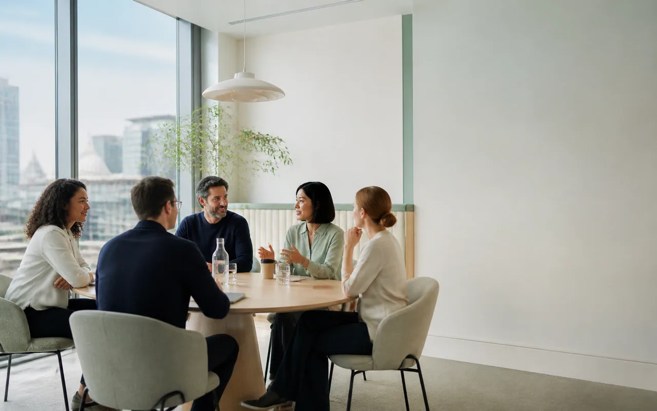 A team meeting in a modern office